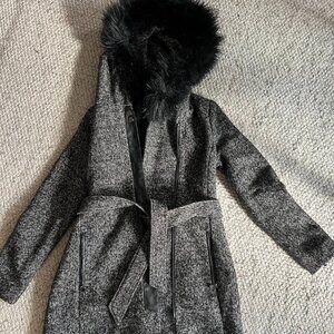 Karl Lagerfeld Black and White Tweed Coat